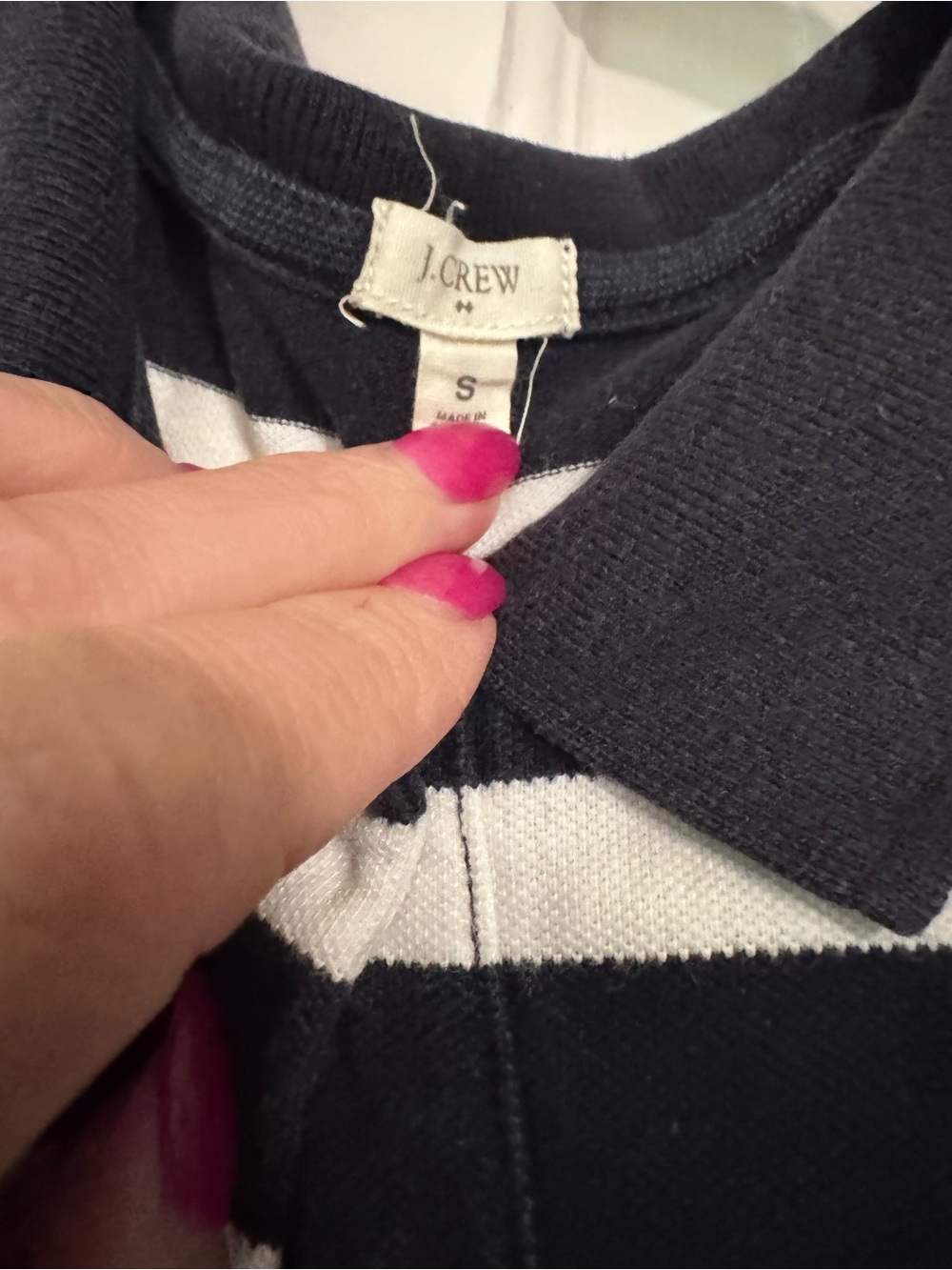 J. Crew Navy and White Striped Polo Shirt - Picture 3 of 4